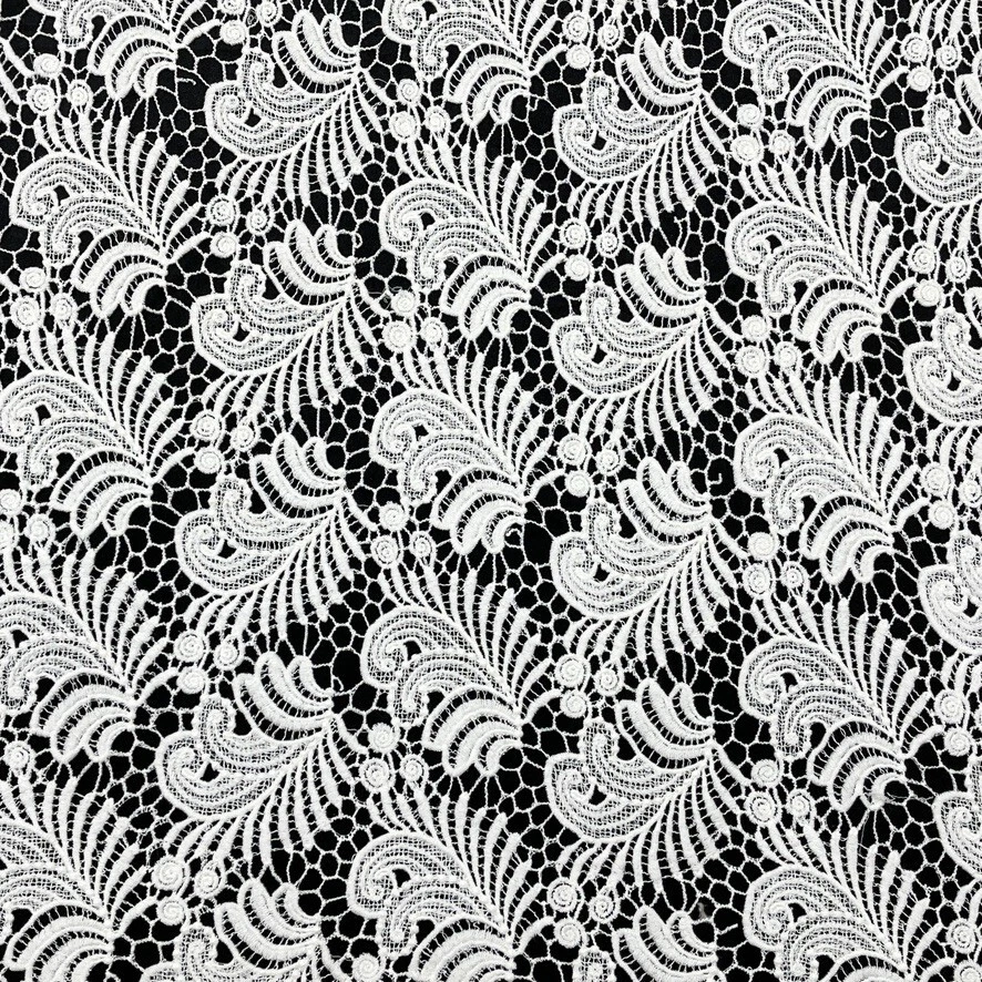 Cream Floral Bridal Heavy Lace Fabric Cutwork Boho Dress Wedding Party Wear 54” - Image 4 of 4