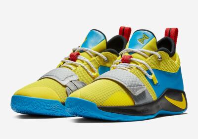 blue and yellow basketball shoes