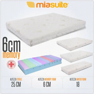 MIASUITE MATERASSO MEMORY SFODERABILE ALTO 25 CM PREMIUM MATERASSO CON 6 CM MEMORY FOAM