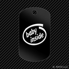 Baby Inside Keychain GI dog tag engraved many colors car safety infant