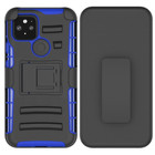 Rubberized Holster Clip Kickstand Case for Google Pixel 5 BLACK/BLUE