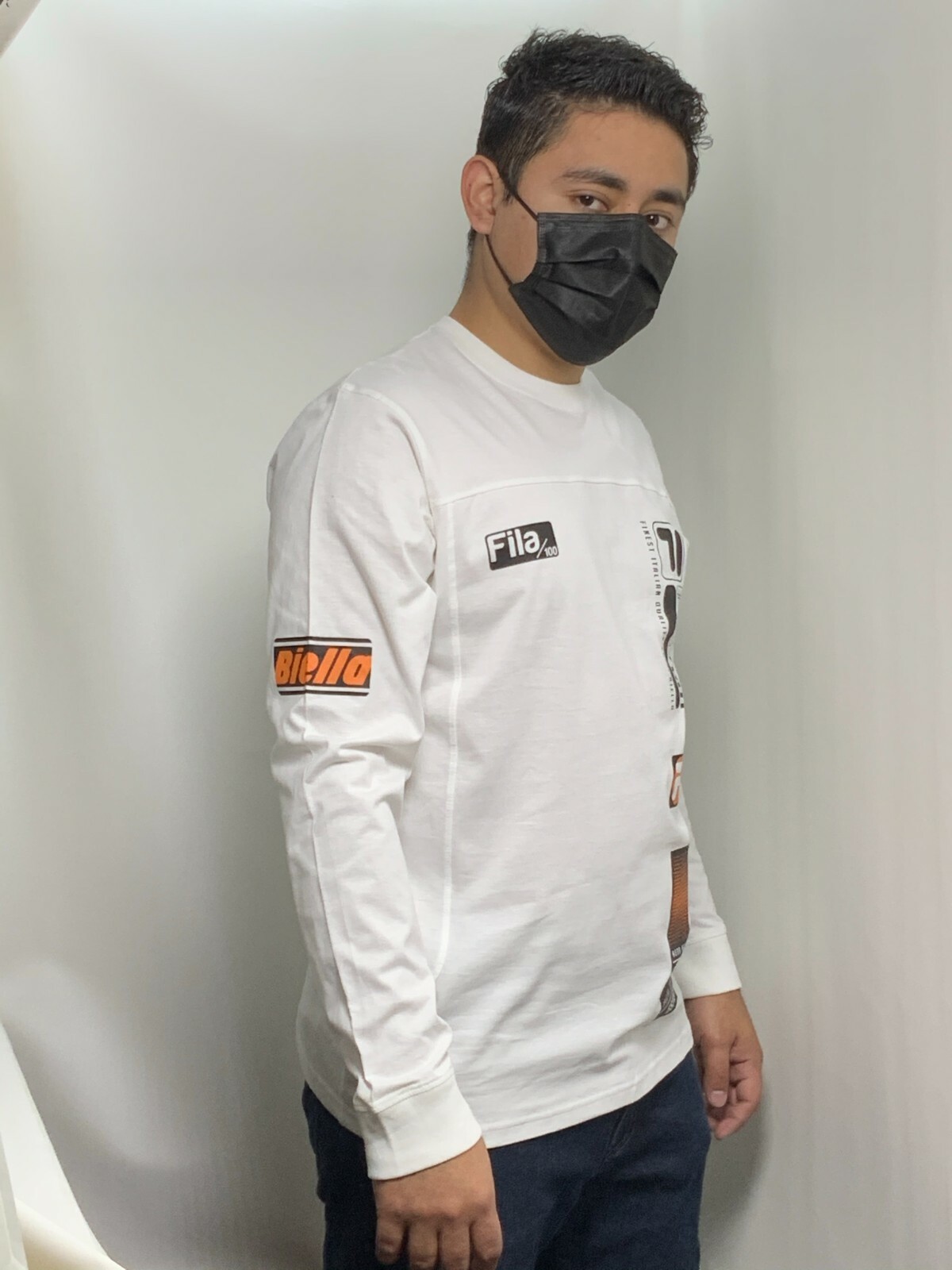 T shirt uomo Fila bianca nera arancione firmata manica lunga