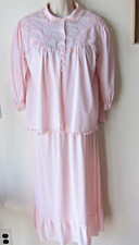 Vtg 50's 60's Nylon Pink Nightgown  Matching Bed Jacket Lace Trim Sz Med 