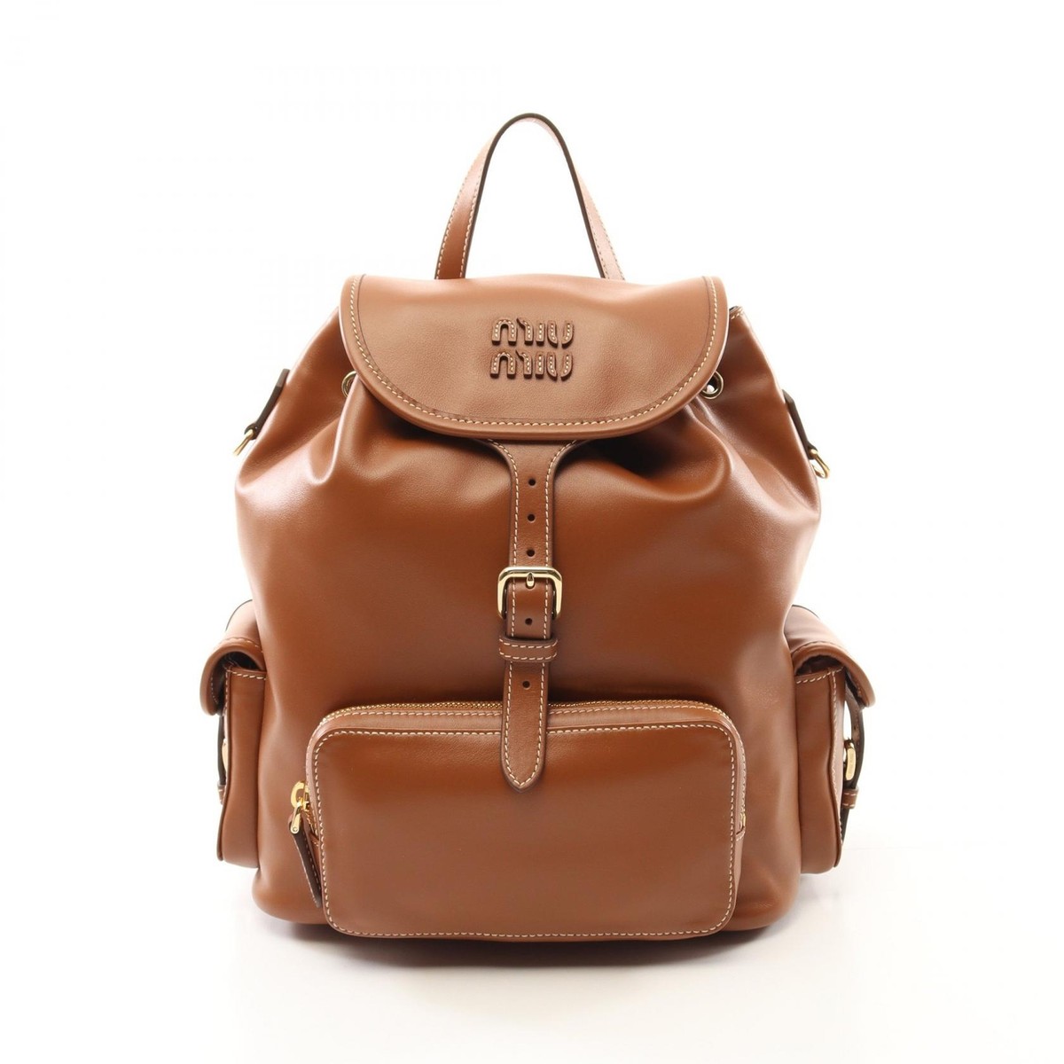Miu Miu Rucksack Backpack bag 5BZ042 leather Brown cognac
