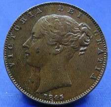 1845  QUEEN VICTORIA FARTHING / SNIFF,S  ANCIENT COINS T-7