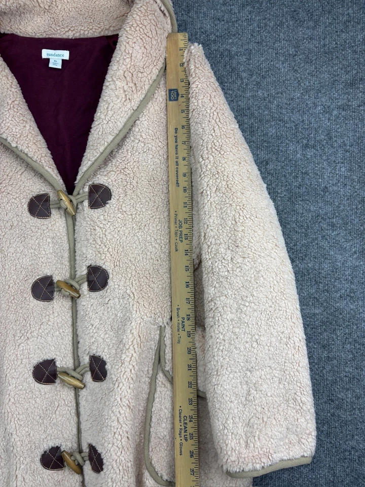 Abrigo Sundance para mujer XL beige Sherpa polar largo cierre palanca bolsillos Foto 3 de 4