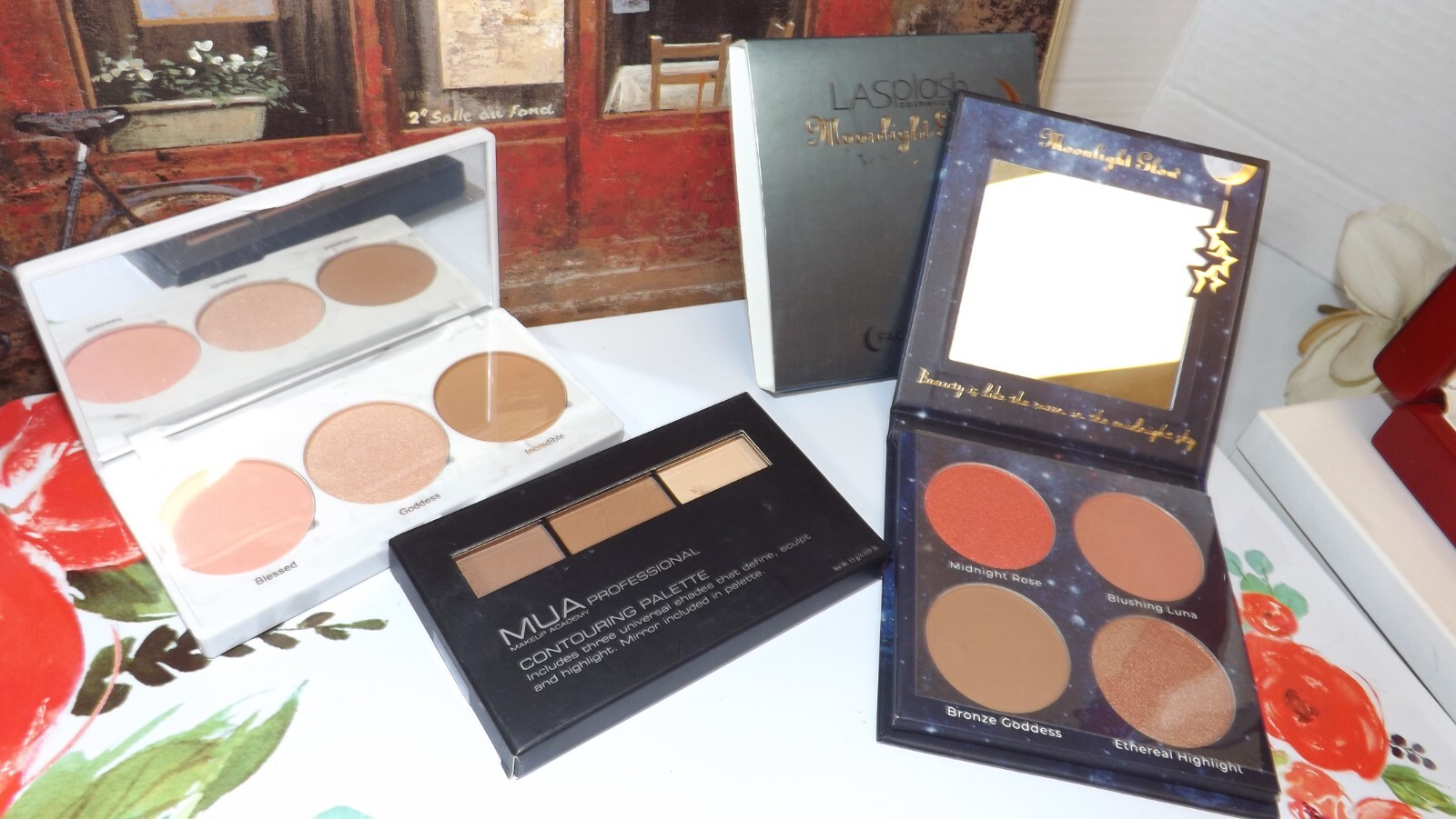 3x LASplash Cosmetics Moonlight Glow Face Palette Blush Bronzer/Mua/ Relher Glow