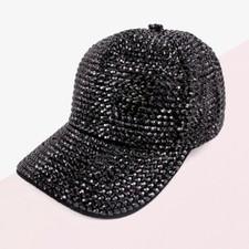 NEW WT Women's Full BLING Sparkle Rhinestone SHINEY BLACK Bling Baseball Cap