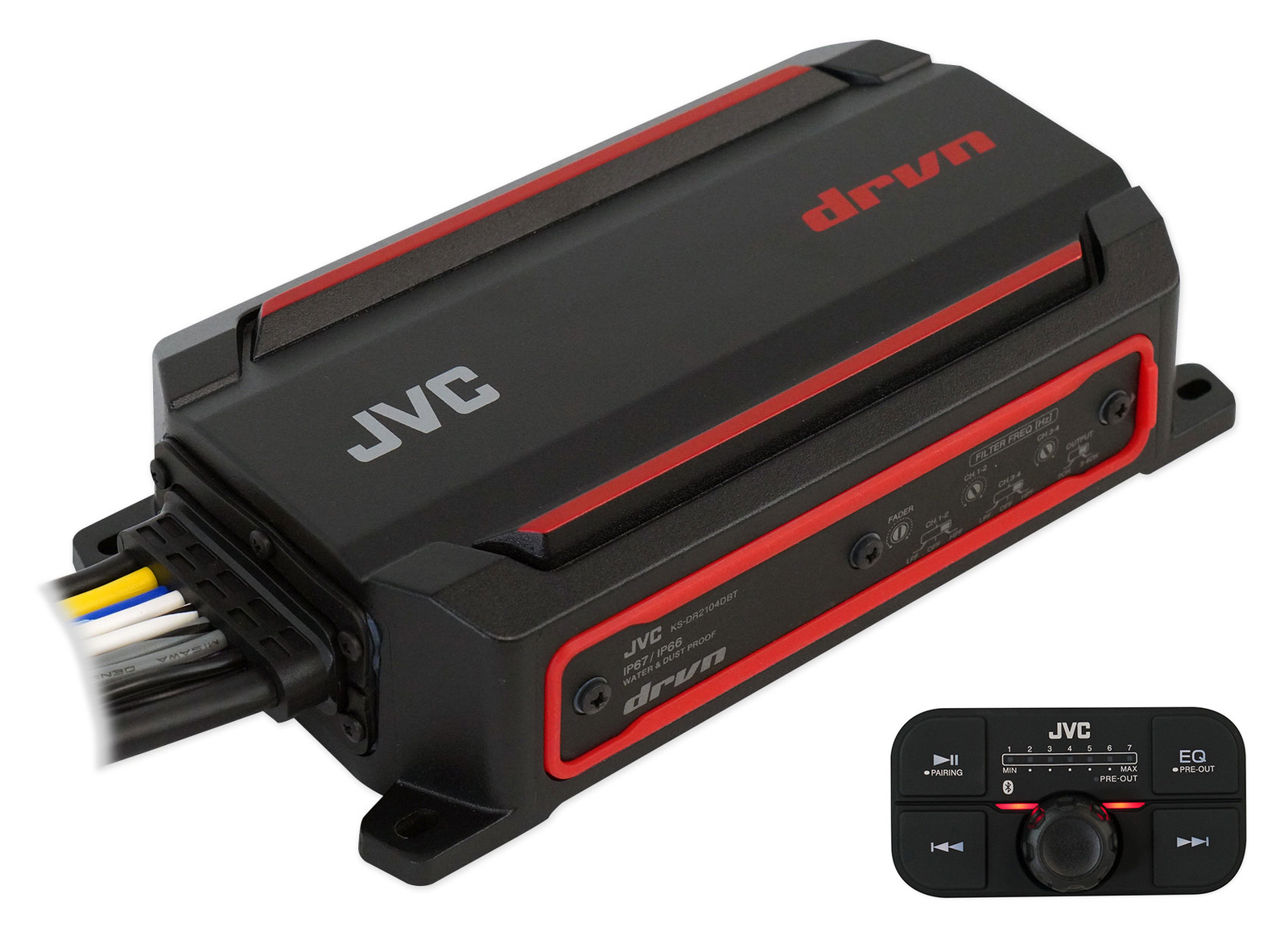 JVC KS-DR2104DBT 600 Вт 4-канальный усилитель для квадроцикловUTV 4 Динамики емкостью 65 Кварт