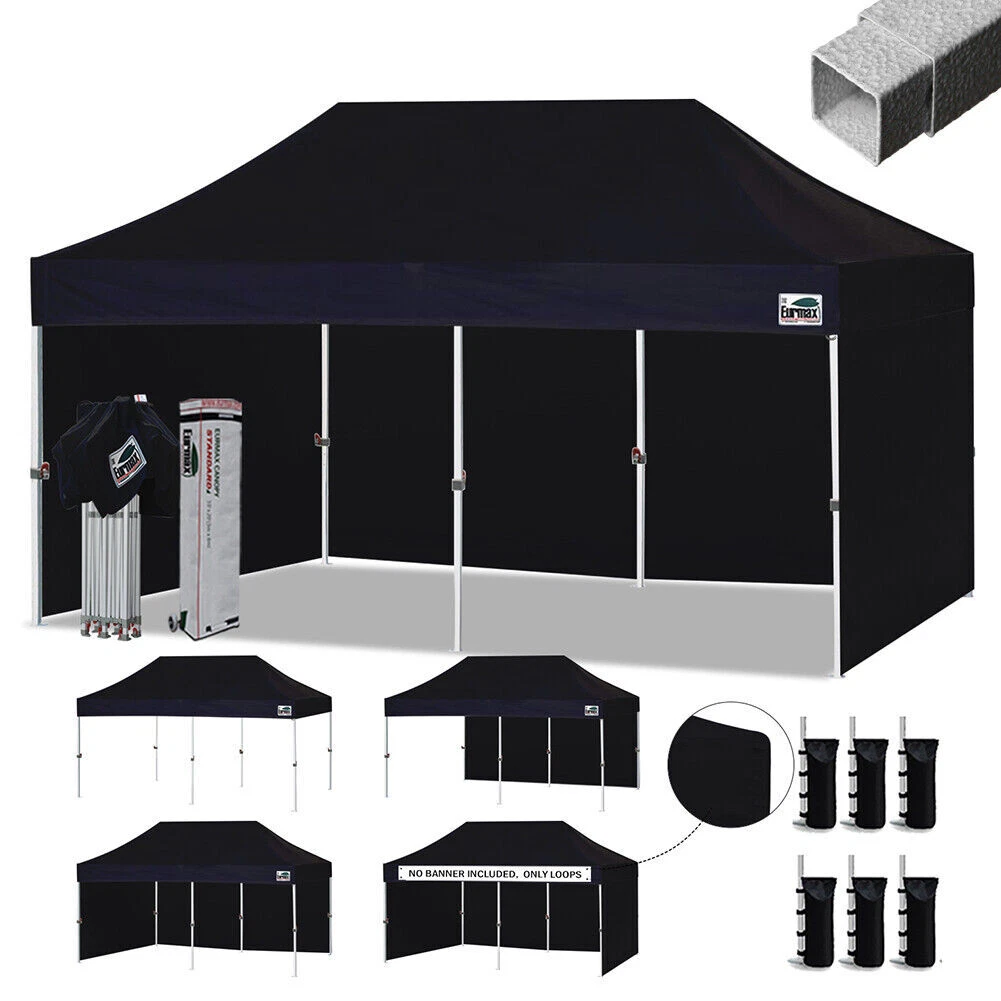 Eurmax 10x20 Pop-up Canopy with 4 Removable Zipper End Side Walls+Roller Bag