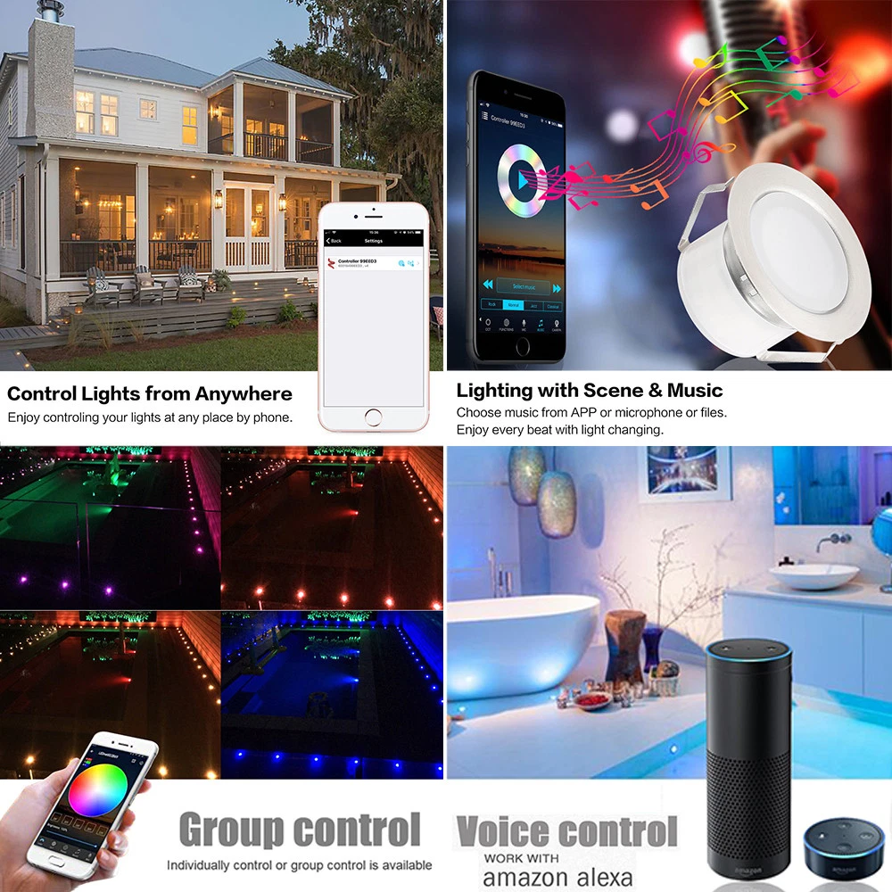 12V Low Voltage Lighting Recessed RGB LED Deck Light Kit Landscape  1.18#034; amp; 1.22#034; eBay