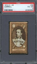 1912 C46 Imperial Tobacco #39 Dick Carroll PSA 4 Montreal Royals