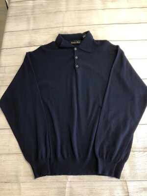 Cortina Italia Sweater Mens XL 100% Mering Wool Retro Preppy Collar Pullover