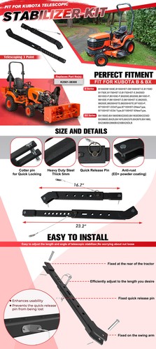 Kit stabilizzatore telescopico aggiornamento 4 pezzi per B&BX Kubota BX1500D, BX1800D, BX2200D - Foto 8 di 18