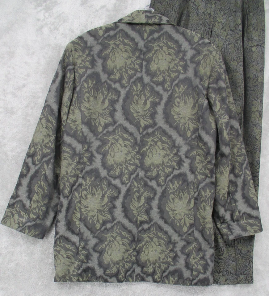Traje Pantalón Vintage Mondi Mujer 34 US XS Floral Jacquard Maximalista Botón Verde Foto 2 de 4
