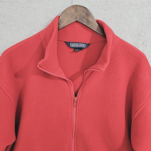 Vtg Mens Lands End Red Full-Zip Fleece Jacket XL Made In USA 28PT - Picture 5 of 7
