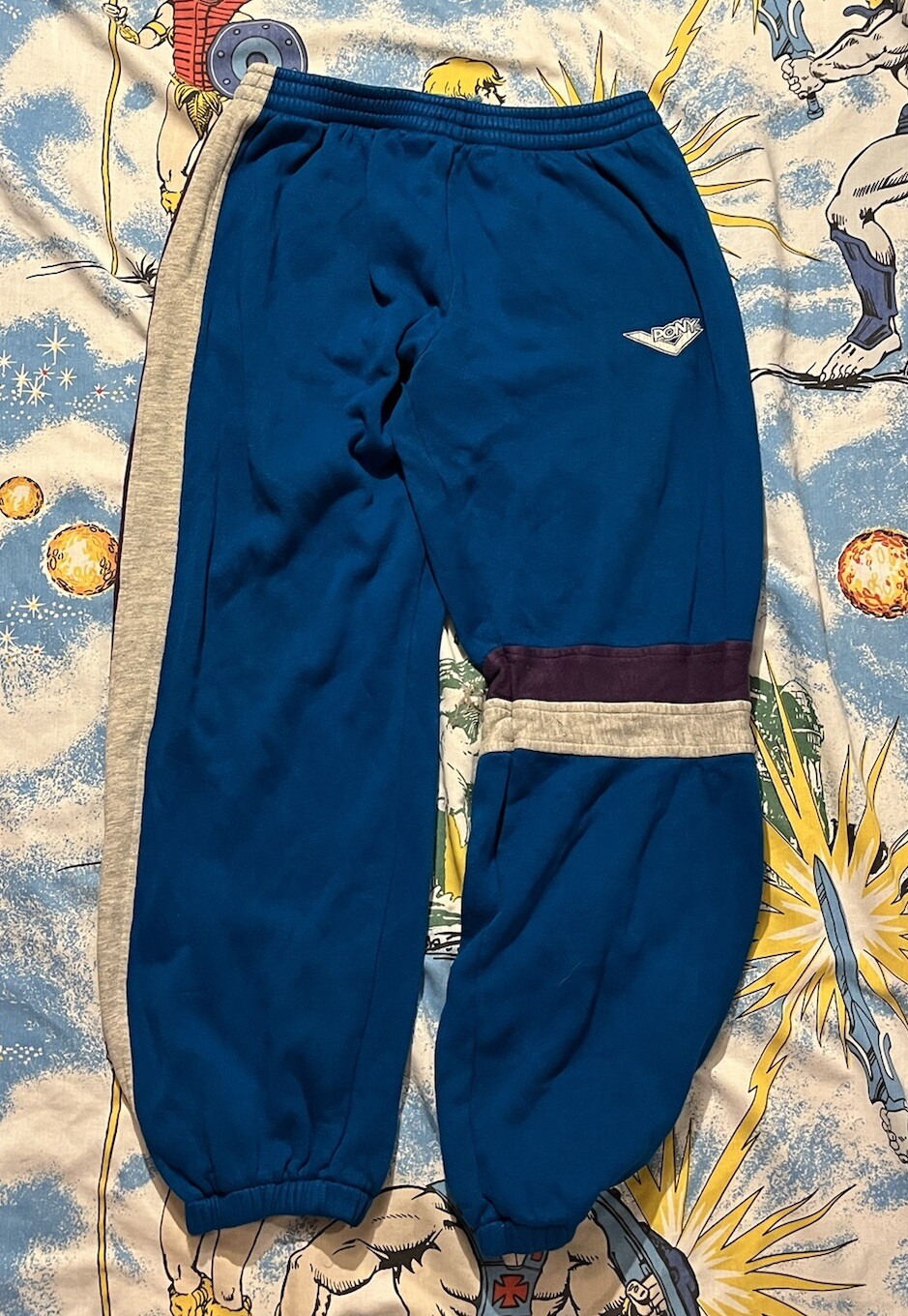 Felpa vintage PONY L felpa grande tricolore blocco anni 80 90 rottura