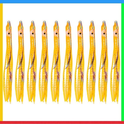 10x Squid Skirts Soft Lure Octopus Artificial Bait Pesca for Tuna (Orange)
