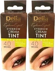 2x 15ml DELIA EYEBROW CREAM TINT.  Brown. Professional Colour Tint Kit Set
