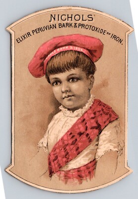 Nichols Elixir Peruvian Bark Protoxide Of Iron Die Cut Boy P816