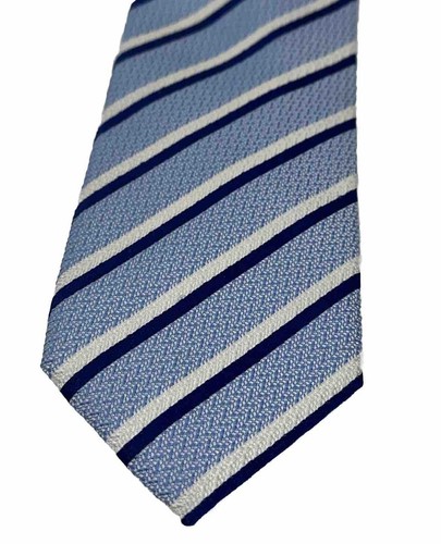 Eredi Pisano Silk Tie Blue White Striped Neck Tie Italy 3.5” X 60” Textured - Picture 2 of 7