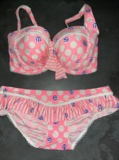 Ladies Blue  Pink Humbug Floozie Frost French Bikini Size 8 Bottoms 32E Top