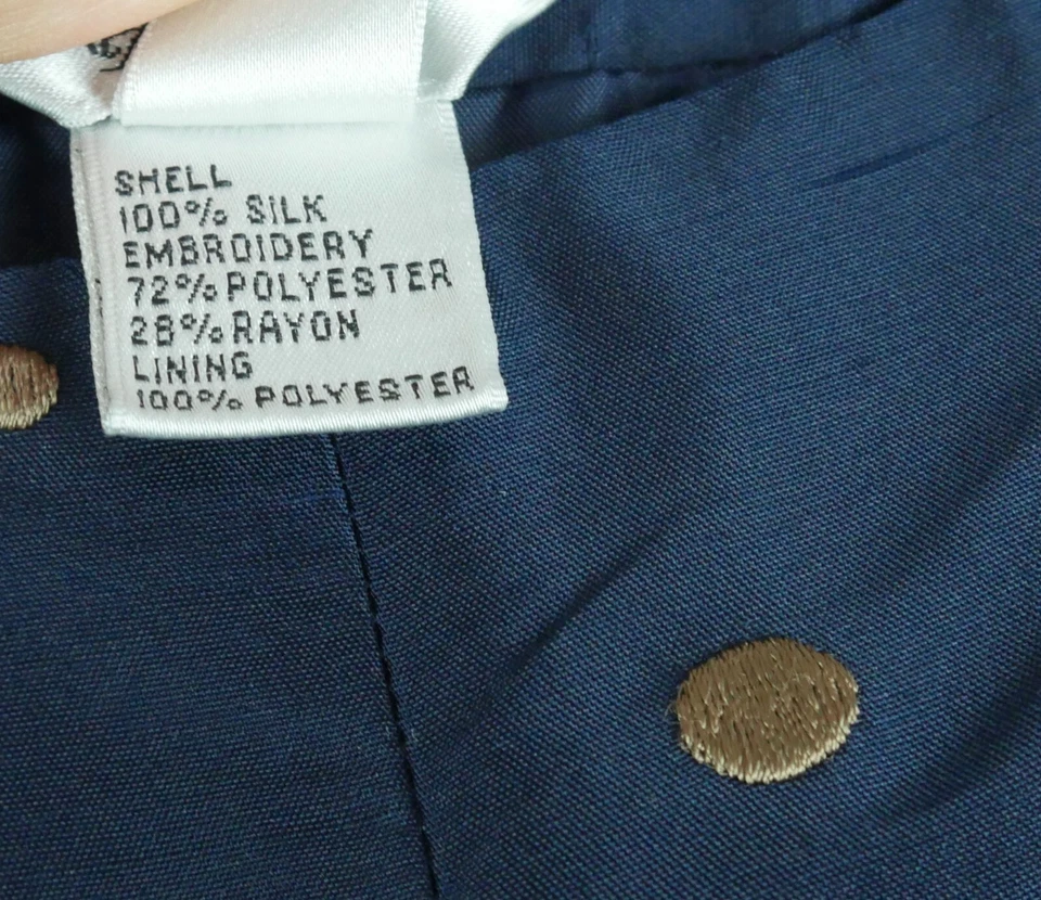 Calça cropped vintage 6 P 100% seda azul marinho bolinhas country club elegante Capri - Imagem 3 de 4