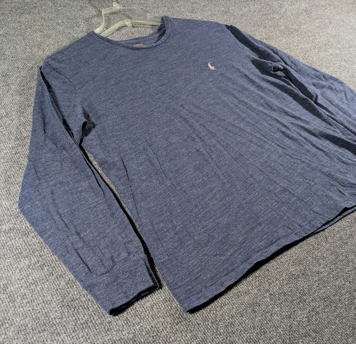 Polo Ralph Lauren manica lunga uomo taglia grande blu camicia cotone bianco pony