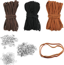 3 Rollen 10M x 3mm Lederschnur,Dünnes Lederband Flach mit Verschluss,Klassik Vin