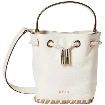 New DKNY Winnie Small White Leather Women's Bucket Bag R02JUI94XGQ