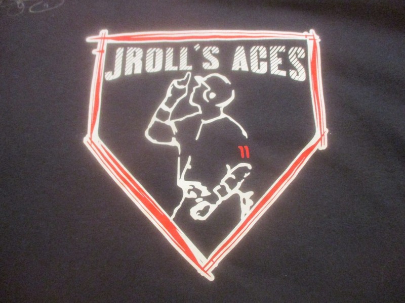 Jimmy Rollins Jroll's Aces Black T- Shirt Gildan Large Signed