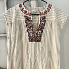 Madewell Embroidered Belize Stripe Cover-Up Tunic Dress Size Small