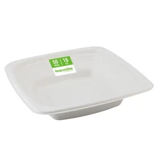 100% Compostable Square Serving Bowls, 16 oz Disposable Paper Bowls, Microwav...