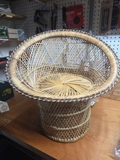 Vintage Rattan Beczka Krzesło dla dzieci Fan - Boho / Połowa wieku