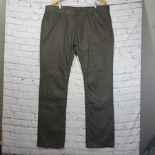 Request Jeans Mens Brown 40x34 Bootcut Dark Embroidered Pockets 100% Cotton