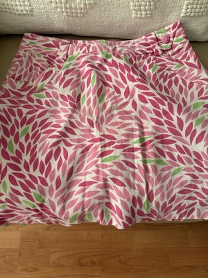 EP Pro Women's Golf Skort Leaf Print Pink Green Athletic Fit Size 8 Pockets