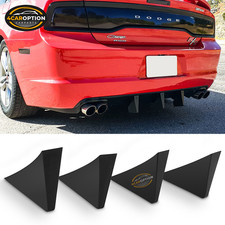 Universal Fit Rear Bumper Lip Lower Diffuser Shark Fins 4pcs Unpainted - Abs