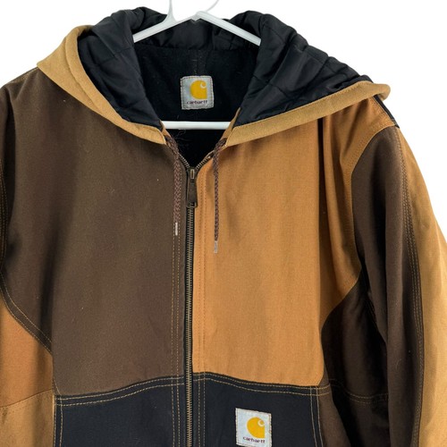 Carhartt Reworked Braun Schwarz Herren Freizeit Kapuze Workwear Reißverschluss Jacke | M/L - Bild 2 von 5