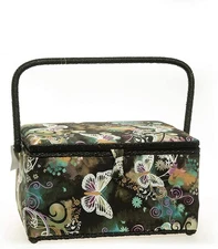 Allary Large Rectangle Sewing Basket with Tray Pincushion 11.5"x7"x 6.5"