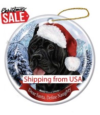Holiday Pet Gifts Cane Corso Black Santa Hat Porcelain Christmas Ornament ...