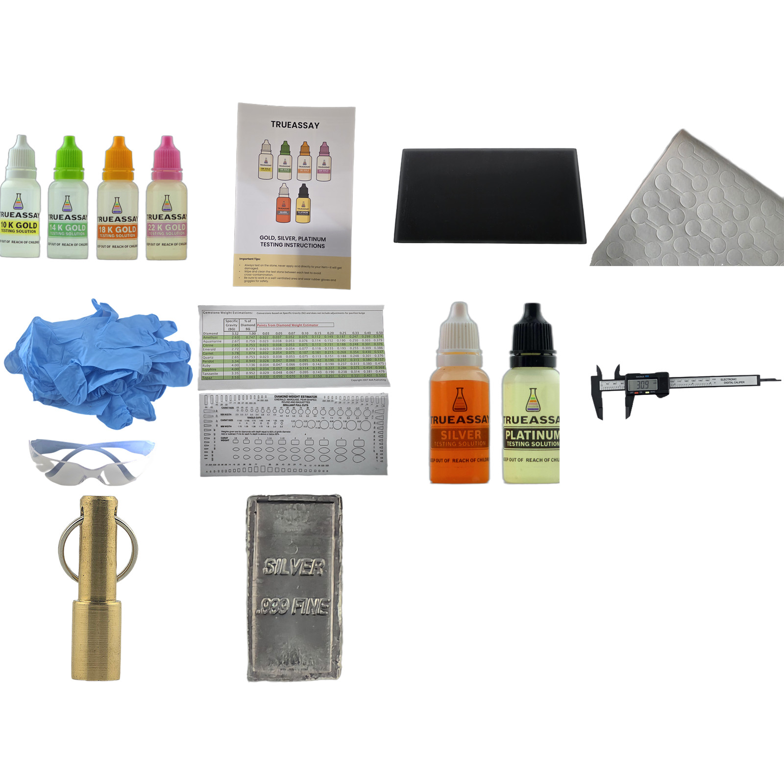 Gold Testing Kit 10k 14k 18k 22k Stone Ring Coin Bar Bullion Jewelry Acid Tester