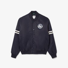 Lacoste Paris Embroidered Bomber Jacket Navy Blue Unisex Size XS Near Mint