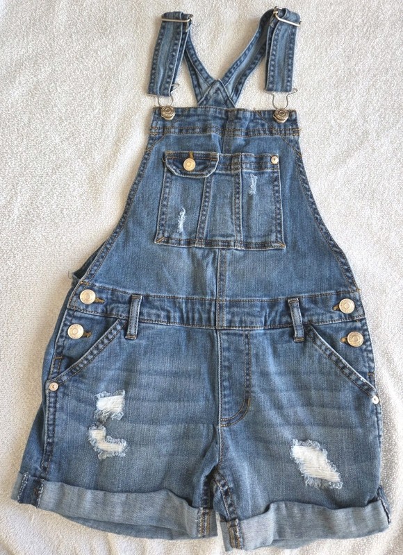 Jordache Denium Jean Overalls Shorts Girl's Size Medium 7/8 Med Wash Pre-Owned 