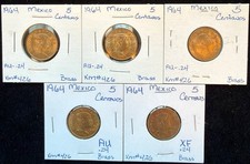 Mexico Lot 1964 Cinco Centavos Coin Vintage Brass Mexican World Coins 5