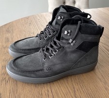 11 - 11.5 M ECCO Men s Soft 7 Tred Moc Black Leather Hiking Sneaker Boot EU 45