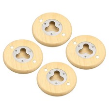 Bottle Opener, 4pcs Stainless Steel Round Beer Bottle Opener with Wooden Handle
