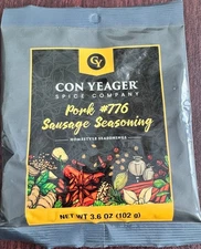 Con Yeager Spice Company Pork #776 Sausage Seasoning 3.6 oz Packet