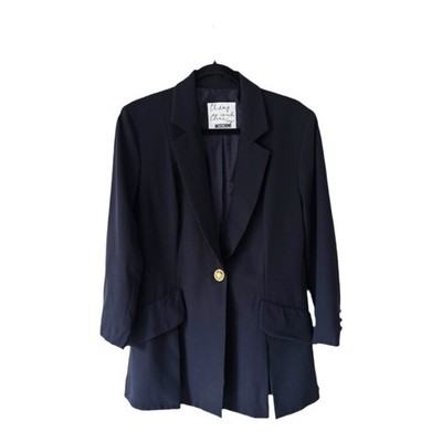 Moschino Cheap & Chic Black Wool Blazer   Gold Button Detail  Made in Italy IT44