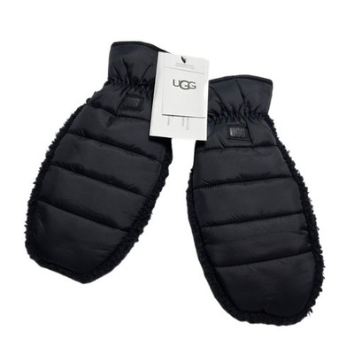 UGG Women s UGGfluff Puffer Mittens Black Water Resistant S/M New
