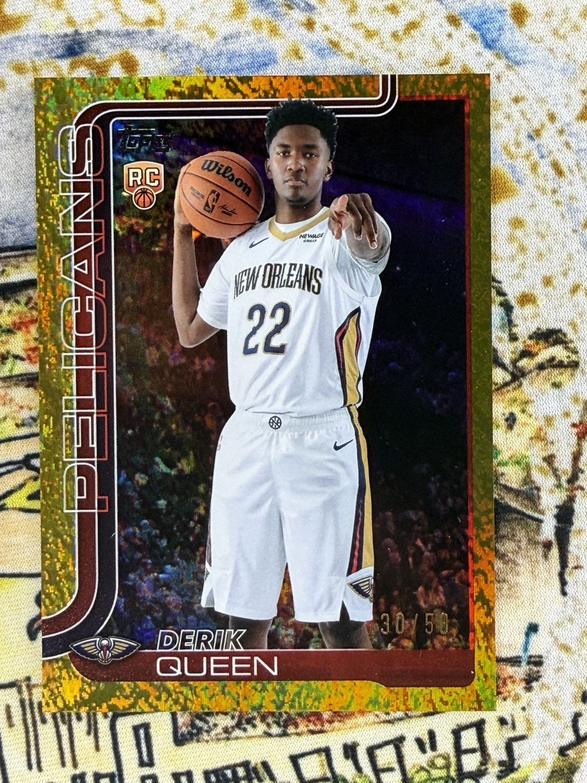 2025-26 Topps Flagship 🏀 Derik Queen Rookie #213 #/50 Pelicans Gold Holo Foil